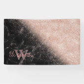 Elegant faux roos gold confetti black marble afbee spandoek (Horizontaal)