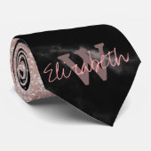 Elegant faux roos gold confetti black marble afbee stropdas (Opgerold)