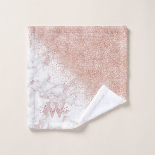 Elegant faux roos gold confetti white marble afbee bad handdoek (Wasdoekje)