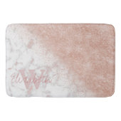 Elegant faux roos gold confetti white marble afbee badmat (Voorkant)