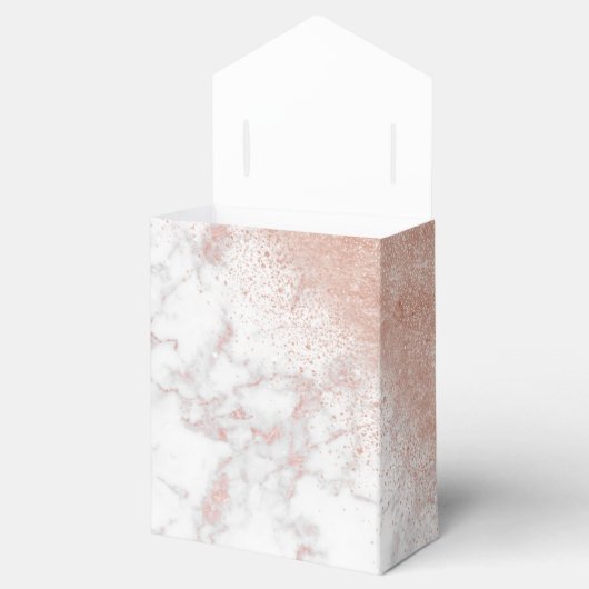 Elegant faux roos gold confetti white marble afbee bedankdoosjes (Geopend)