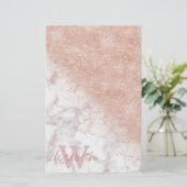 Elegant faux roos gold confetti white marble afbee briefpapier (Staand voorkant)