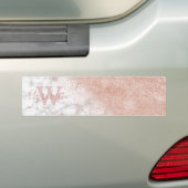 Elegant faux roos gold confetti white marble afbee bumpersticker (Op auto)