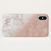 Elegant faux roos gold confetti white marble afbee Case-Mate iPhone case (Achterkant (horizontaal))