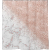 Elegant faux roos gold confetti white marble afbee douchegordijn (Voorkant)
