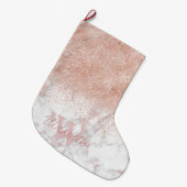 Elegant faux roos gold confetti white marble afbee grote kerstsok (Voorkant (Hangend))