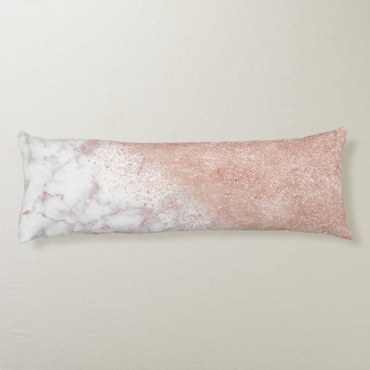 Elegant faux roos gold confetti white marble afbee lichaamskussen (Achterkant)