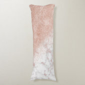 Elegant faux roos gold confetti white marble afbee lichaamskussen (Voorkant Verticaal)