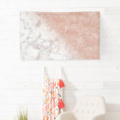 Elegant faux roos gold confetti white marble afbee spandoek (Insitu)