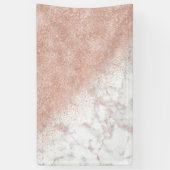 Elegant faux roos gold confetti white marble afbee spandoek (Verticaal)