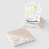 Elegant faux roos gold confetti white marble afbee stenen onderzetter (Zijkant)