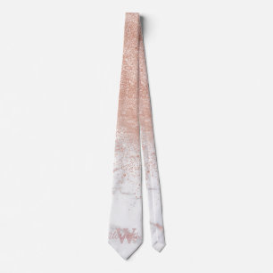 Elegant faux roos gold confetti white marble afbee stropdas