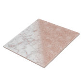 Elegant faux roos gold confetti white marble afbee tegeltje (Zijkant)