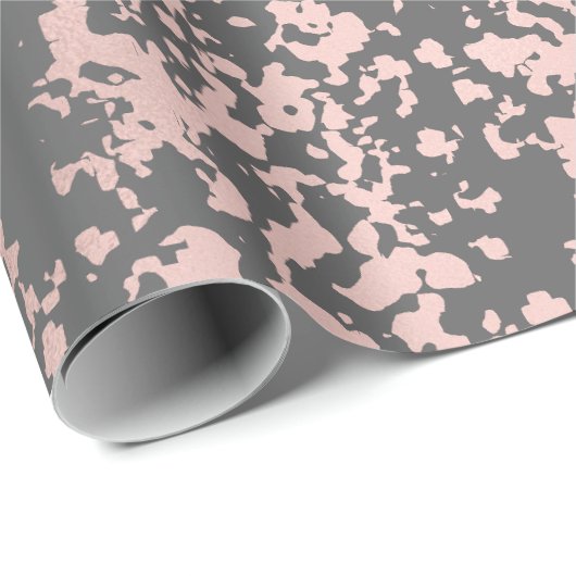 elegant faux roos gold en grijze borstels cadeaupapier (Rol Hoek)