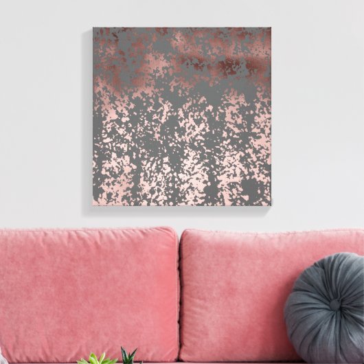 elegant faux roos gold en grijze borstels canvas afdruk (Insitu (Woonkamer))