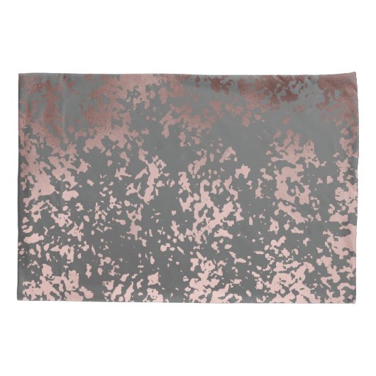 elegant faux roos gold en grijze borstels kussensloop (Achterkant)