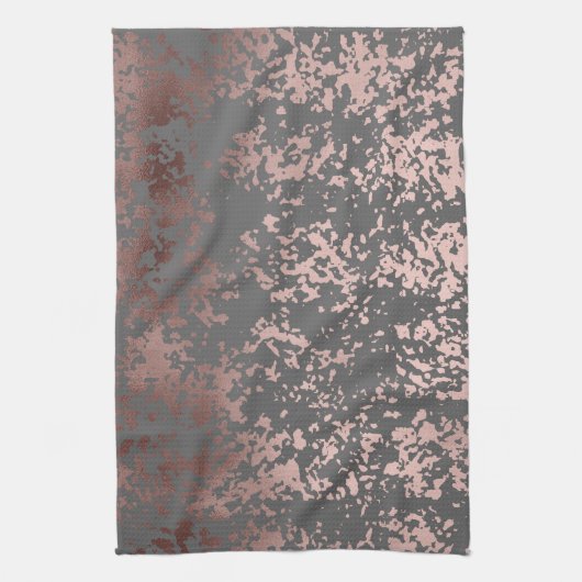 elegant faux roos gold en grijze borstels theedoek (Verticaal)