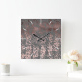 elegant faux roos gold en grijze borstels vierkante klok (Huis)