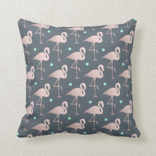 elegant faux roos gold flamingos mint polka dots kussen