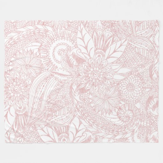 Elegant faux roos Gold floral mandala design Fleece Deken (Voorkant (Horizontaal))