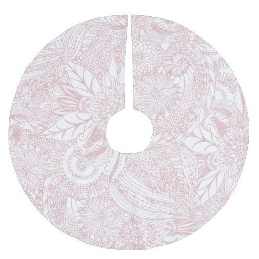 Elegant faux roos Gold floral mandala design Kerstboom Rok (Voorkant)