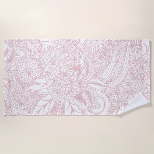 Elegant faux roos Gold floral mandala design Strandlaken (Voorkant)