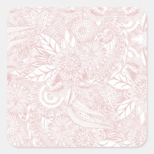 Elegant faux roos Gold floral mandala design Vierkante Sticker (Voorkant)