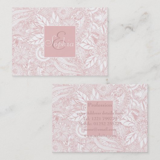 Elegant faux roos Gold floral mandala design Visitekaartje (Voorkant / Achterkant)