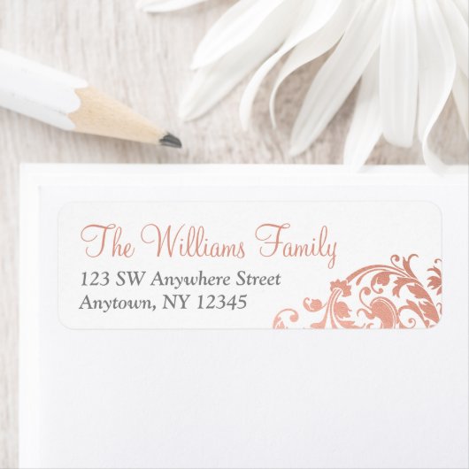 Elegant Faux Roos Gold Flourish Etiket (Insitu)