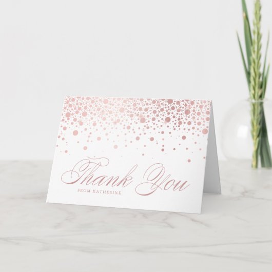 Elegant Faux Roos Gold Foil Confetti Stippen White Bedankkaart (Voorkant)