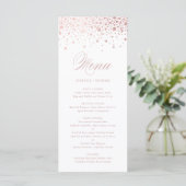 Elegant Faux Roos Gold Foil Confetti Wedding Menu (Staand voorkant)
