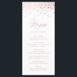 Elegant Faux Roos Gold Foil Confetti Wedding Menu<br><div class="desc">Voeg een elegant accent aan uw gebeurtenislijst met deze klantgerichte menukaart toe. Het bevat faux roos gold folie confetti stippen met een elegant script. Pas deze elegante menukaart aan door uw eigen details toe te voegen. Deze faux roos gouden folie menukaart is perfect voor bruiloften, vrijgezellenfeesten, baby showers en nog...</div>