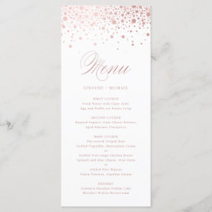 Elegant Faux Roos Gold Foil Confetti Wedding Menu