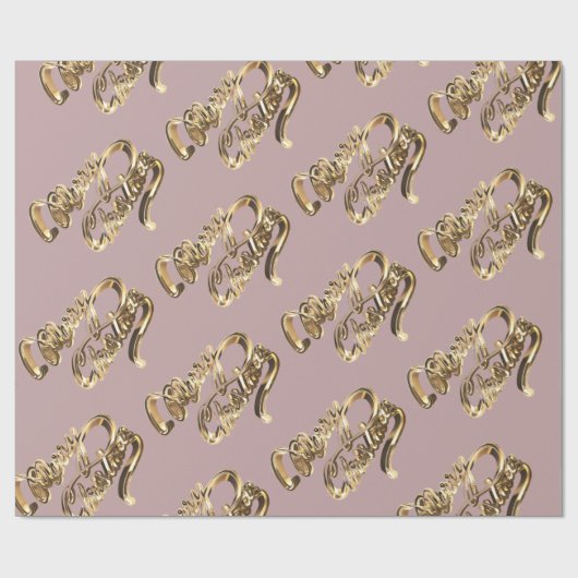 Elegant Faux Roos Gold Foil Script met Kerstmis Cadeaupapier (Vlak)