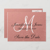 Elegant Faux Roos Gold Folie Save the Date Aankondigingskaart (Voorkant / Achterkant)