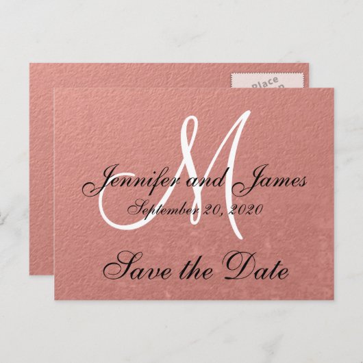 Elegant Faux Roos Gold Folie Save the Date Aankondigingskaart (Voorkant / Achterkant)