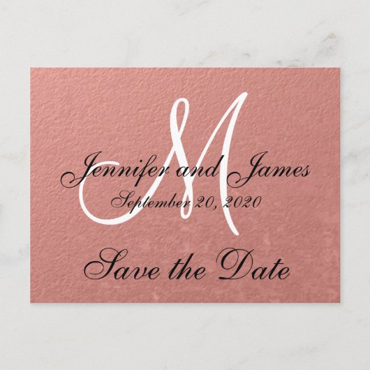 Elegant Faux Roos Gold Folie Save the Date Aankondigingskaart (Voorkant)