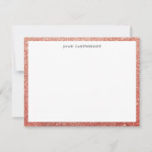 Elegant Faux Roos Gold Glitter Border Naam toevoeg Notitiekaartje (Voorkant)