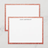 Elegant Faux Roos Gold Glitter Border Naam toevoeg Notitiekaartje (Voorkant / Achterkant)