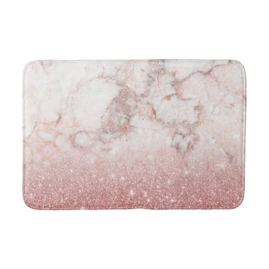 Elegant Faux Roos Gold Glitter White Marble Ombre Badmat (Voorkant)