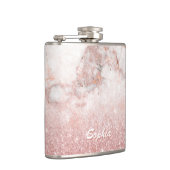 Elegant Faux Roos Gold Glitter White Marble Ombre Heupfles (Rechts)