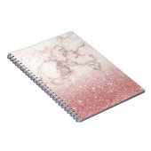 Elegant Faux Roos Gold Glitter White Marble Ombre Notitieboek (Rechterzijde)
