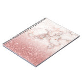 Elegant Faux Roos Gold Glitter White Marble Ombre Notitieboek (Linkerzijde)