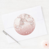 Elegant Faux Roos Gold Glitter White Marble Ombre Ronde Sticker (Envelop)