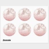Elegant Faux Roos Gold Glitter White Marble Ombre Ronde Sticker (Vel)