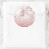 Elegant Faux Roos Gold Glitter White Marble Ombre Ronde Sticker (Tas)