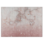 Elegant Faux Roos Gold Glitter White Marble Ombre Snijplank (Voorkant)