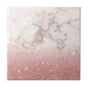 Elegant Faux Roos Gold Glitter White Marble Ombre Tegeltje