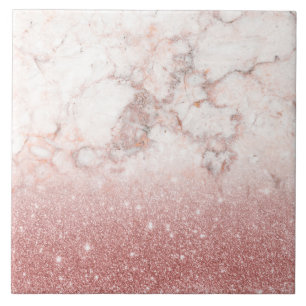 Elegant Faux Roos Gold Glitter White Marble Ombre Tegeltje