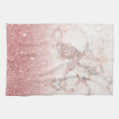 Elegant Faux Roos Gold Glitter White Marble Ombre Theedoek (Horizontaal)